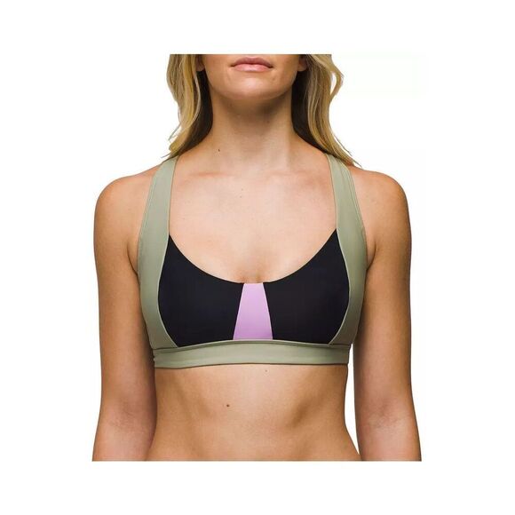 PrAna Tulum Swim Top Colorblock Halter Crisscross Back NWT Size L - Picture 1 of 12
